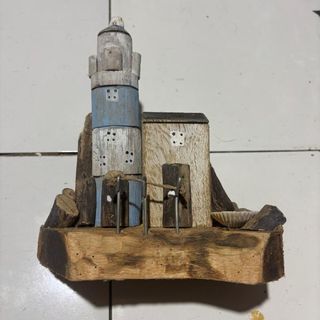 Mini House with Lighthouse Blue/White 17cm x 20cm h  DUE 20TH MAY