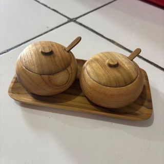 Teak Salt & Pepper Containers Large 18cm x 9cm x 6cm h DUE NOV