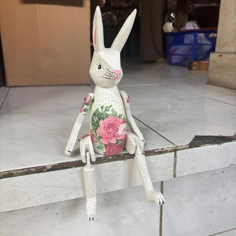 Wooden Rabbit Small Pink 20cm h DUE 20TH MAY
