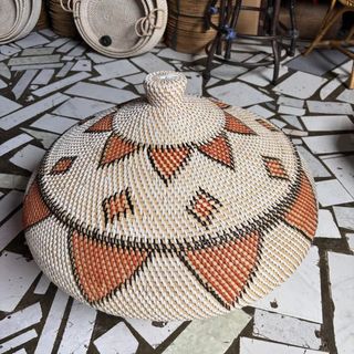 Lombok Tribal Baskets s/2 Orange/Natural 45x30/60x42cm DUE NOV