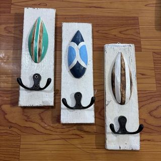 Wooden Surfboard Hooks s/3 6cm x 20cm long DUE NOV
