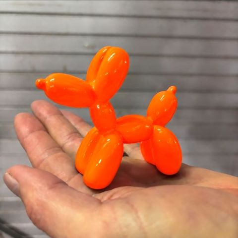 Resin Mini Balloon Dog Fluro Orange 9cm x 8cm high DUE NOV