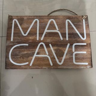 Sign "Mancave" Nat/White 30cm x 20cm high DUE NOV