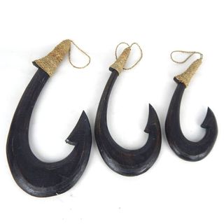 Large Fish Hooks s/3 Blackwash 15x30/19x38/25x50cm