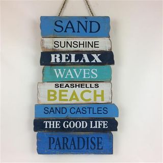 Wall Sign "Sand, Sunshine, Relax" Multi 30cm x 50cm