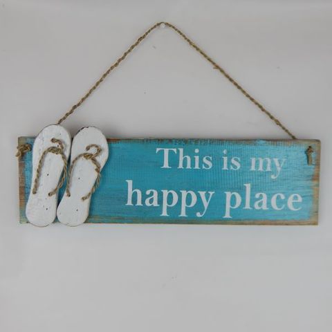 Sign Jandal "This is my happy Place" 40cm x 12cm high