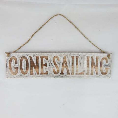 Sign "Gone Sailing" Nat/White 40cm x 10cm high