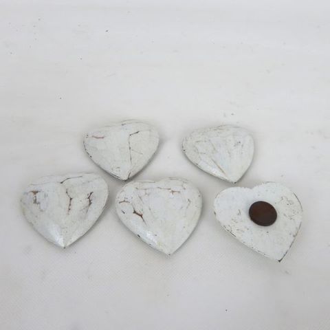 Magnets Heart 5pcs Whitewash 6cm x 6cm