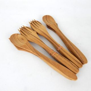 Teak Mini Salad Servers 4 sets 16cm long