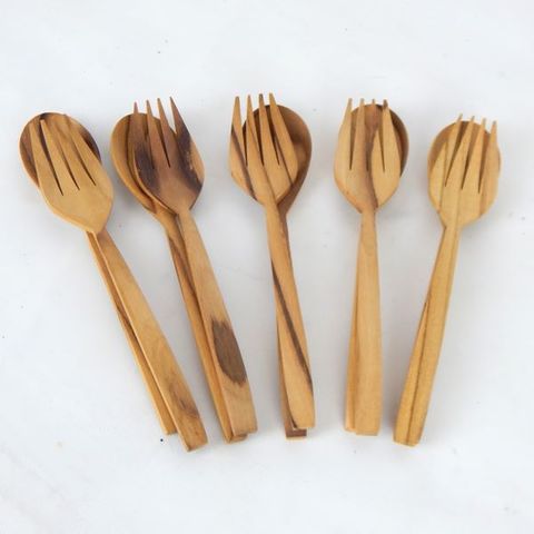 Teak Mini Salad Servers 5 sets 19cm long