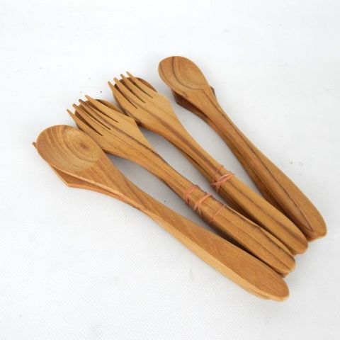 Teak Mini Salad Servers 4 sets 16cm long