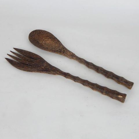 Coconut Ribbed Salad Servers s/2 6cm x 30cm