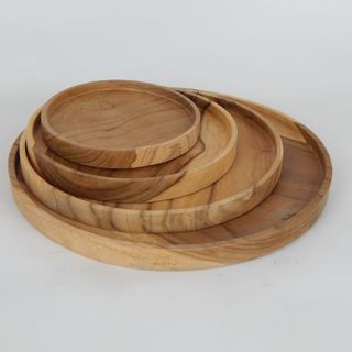 Teak Round Platters s/4 15cm/20cm/25cm/30cm dia
