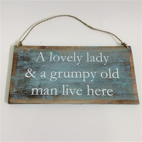 Wall Sign 'A lovely lady' Sea Foam 40cm x 20cm