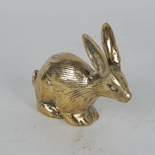 Brass Rabbit Crouching 7cm
