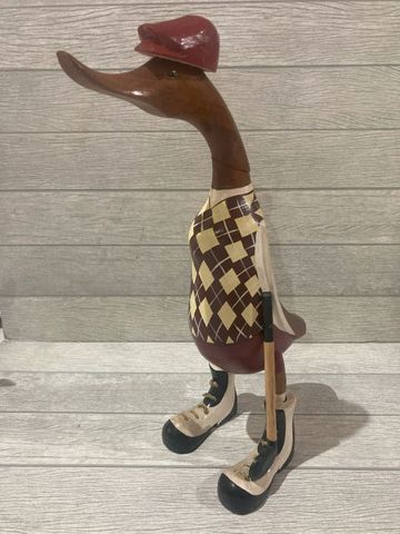 Duck w Golf Club 28cm high DUE DEC