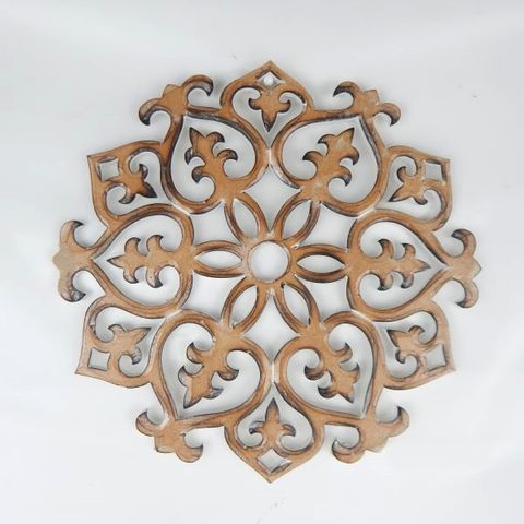 Carved Mandala Antique Brown 30cm dia