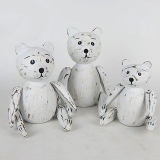 Teddies s/3 Whitewash 14cm / 18cm / 21cm h