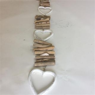 Driftwood Strand Hollow Heart 3 Whitewash 80cm