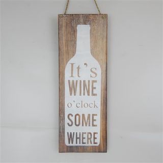 Wall Sign 'Its wine oclock somewhere' Nat/White 15cm x 42cm