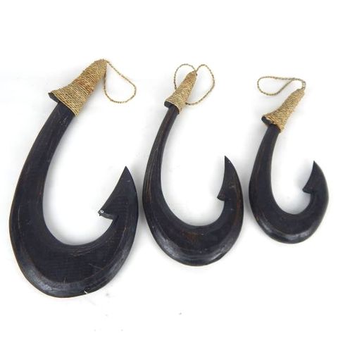 Large Fish Hooks s/3 Blackwash 15 x 30 / 19 x 38 / 25 x 50cm