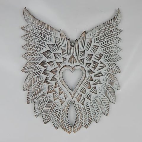 Angel Wings Large Whitewash 30cm x 35cm h