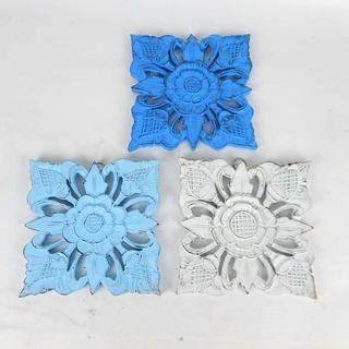 Carved Wall Tiles s/3 Blue/Whitewash/Light Blue 20cm x 20cm