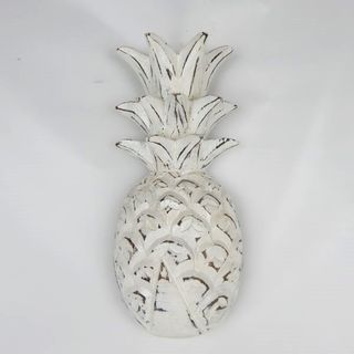 Wooden Wall Pineapple Whitewash 14cm x 30cm h