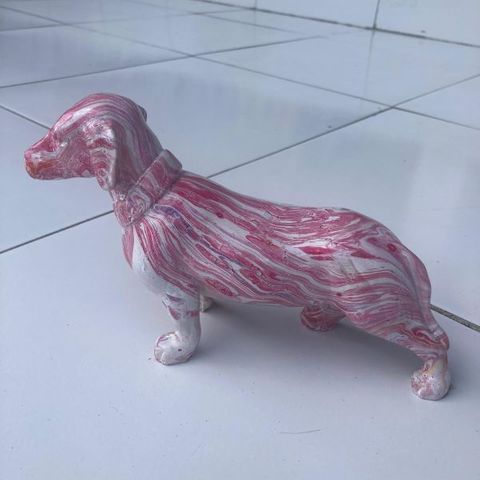 Volo Daschund Pink Marble 20cm x 14cm h DUE DEC