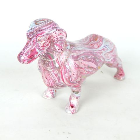 Volo Daschund Pink Marble 20cm x 14cm h