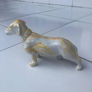 Volo Daschund Yellow Marble 20cm x 14cm h DUE DEC