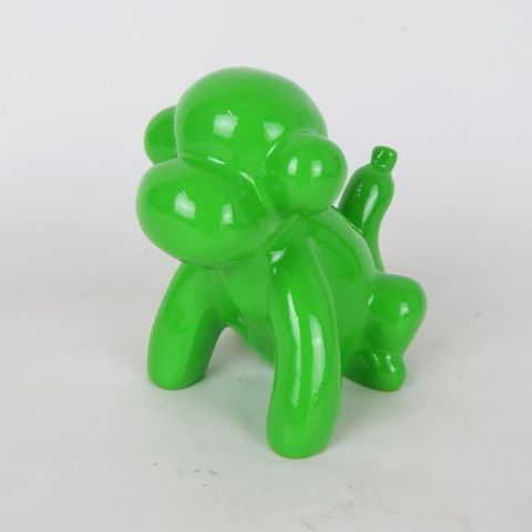 Resin Balloon Monkey Green 10cm x 17cm x 16cm h