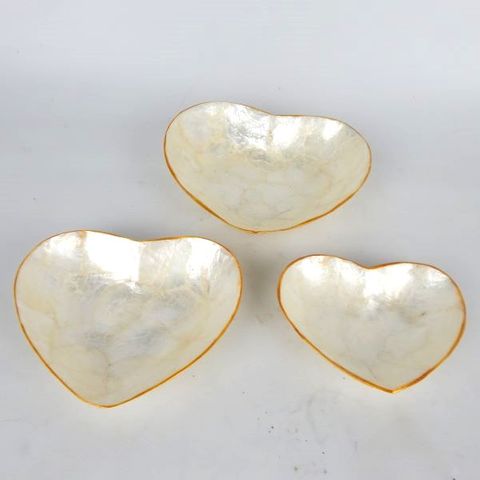 Shell Heart Trinket Dishes s/3 13x11/15x13/17x15cm