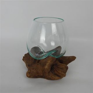 Driftwood Tear Glass Vase Sml Approx 12cm dia x 15cm high