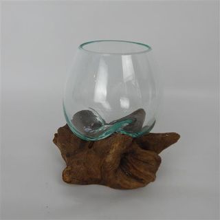 Driftwood Tear Glass Vase Sml Approx 14cm dia x 20cm high