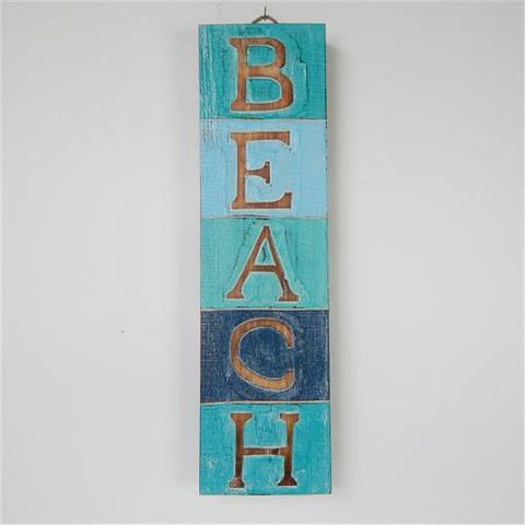 Beach Block Sign Blues 14cm x 50cm high