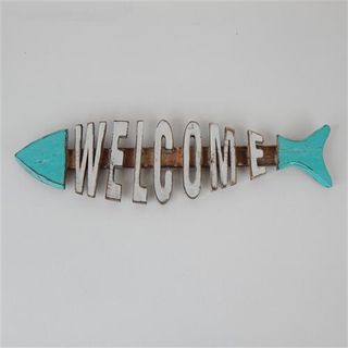 Fish Welcome Sea Green 43cm x 13cm high