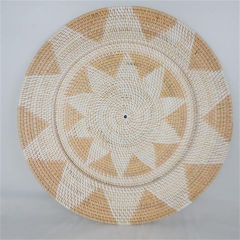 Lombok Deco Plate White/Nat 60cm dia