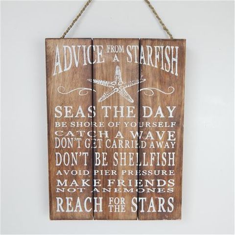 Wooden Sign "Advice from a Starfish" 30cm x 40cm