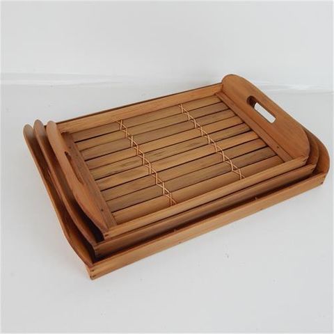 Bamboo Trays s/3 Natural 36cm/38cm/42cm