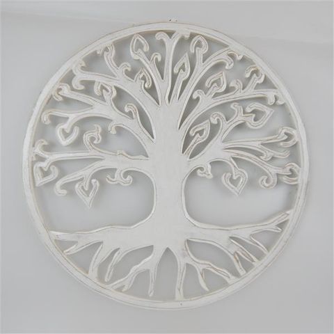 Carved Tree of Life Fine Whitewash 40cm