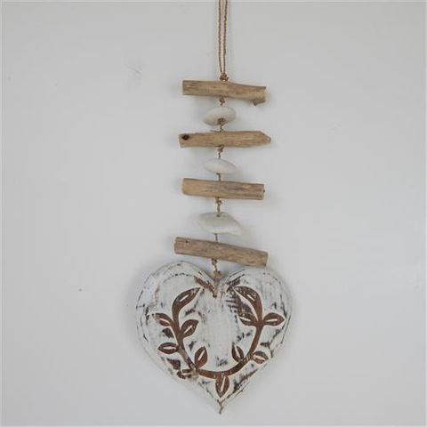 Menya Deco Heart Single Large Whitewash 16cm x 33cm long