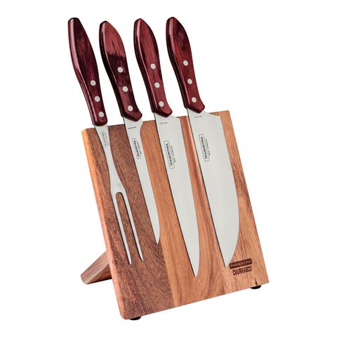 KNIFE BLOCK TRAMON 5PCE BBQ RED BIL MOQ2