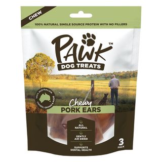 PET DOG TREAT PAWK PORK EAR 10PKS OF 3