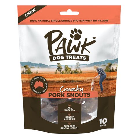PET DOG TREAT PAWK PORK SNOUT 10X10 CT
