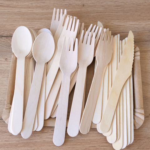 CUTLERY FORK WOODEN 160MM 100/PK