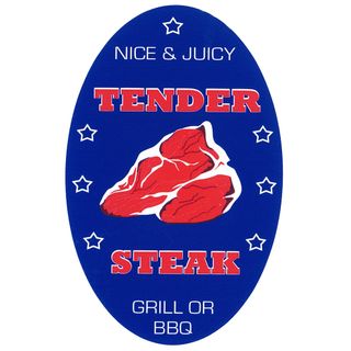 LABELS OVAL 68X43 TENDER STEAK 1000