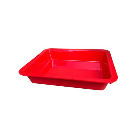 TRAY 12X10X2 RED PLAS DISP (MOQ 24)