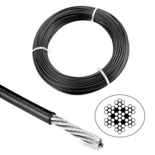 Wire Rope 4-6mm PVC Black Per Metre