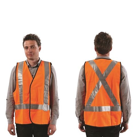 Safety Vest Orange X Back MED